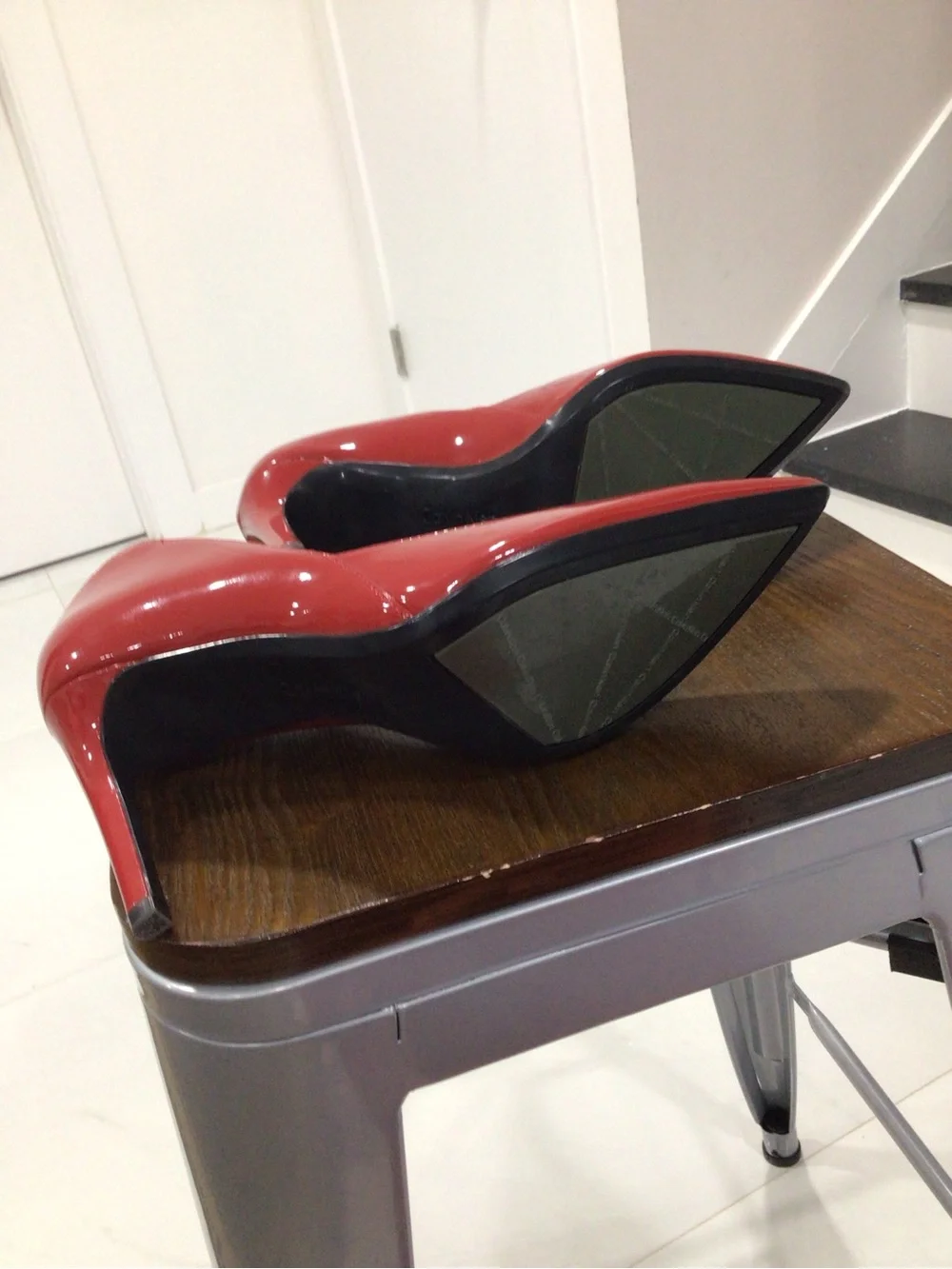 Calvin Klein Red Patent Pointed-Toe Pumps with Stiletto Heel